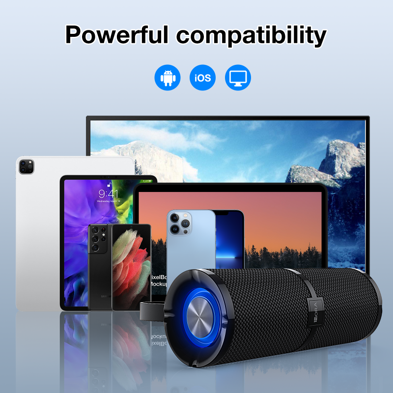 1Hora-Portable Wireless RGB Speaker, Bluetooth 5.3, 3.5mm Jack, USB, TF, AUX, Compatível com Telefone, Computadores, BOC060