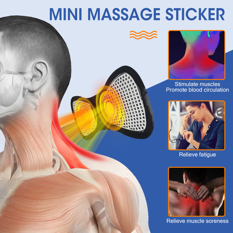 EMS-masajeador eléctrico para cuello y vértebras, Parche de masaje para alivio del dolor muscular y relajación de hombros, Camilla portátil para cuello