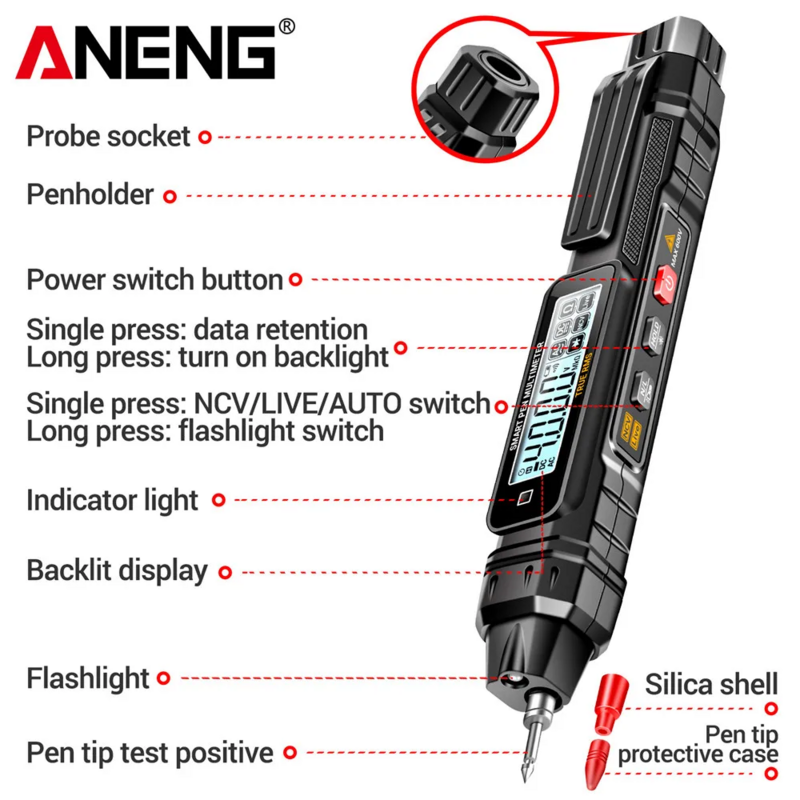 ANENG A3005 PRO multimetro digitale tipo di penna 4000 misuratore professionale Tester di diodi Ohm di tensione AC/DC automatico senza contatto per strumento