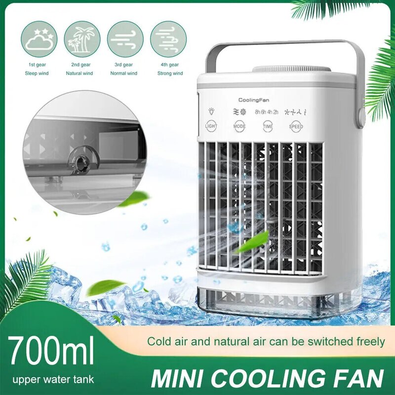 mini Aire Acondicionado ventilador Portátil para casa uso Doméstico, mini enfriador de aire acondicionado, Humidificador, Ventilador de Refrigeración, 4 Velocidades climatizador portatil frio agua