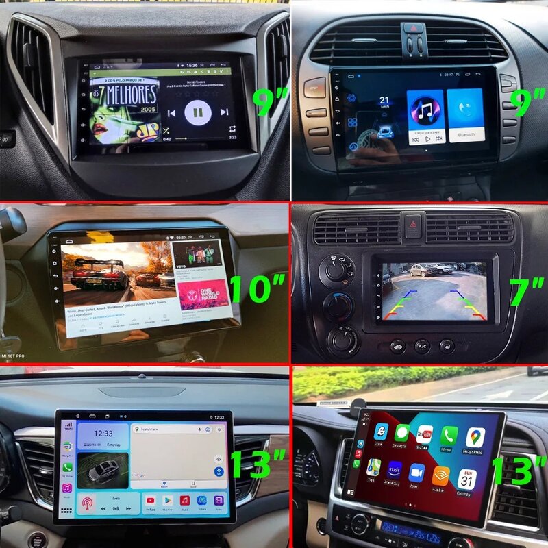 Reprodutor de vídeo multimídia automotivo, 2 din, andróide 7, 9, 10, 13 Polegada, rádio estéreo, GPS para estilo Tesla, Nissan, Hyundai, Kia, Toyota, Honda