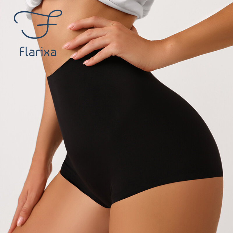 Flarixa-pantalones cortos de seguridad sin costuras para mujer, Bóxer transpirable de cintura media, con falda, de seda de hielo