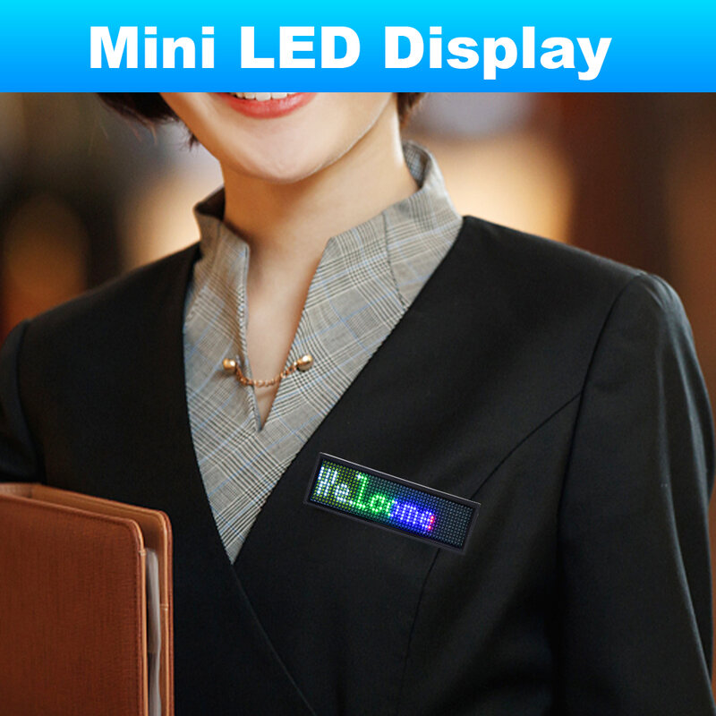 Mini panneau d'affichage à défilement programmable LED, badge nominatif bricolage, Bluetooth, affichage numérique, chargement USB, prix, étiquette de nom, technologie