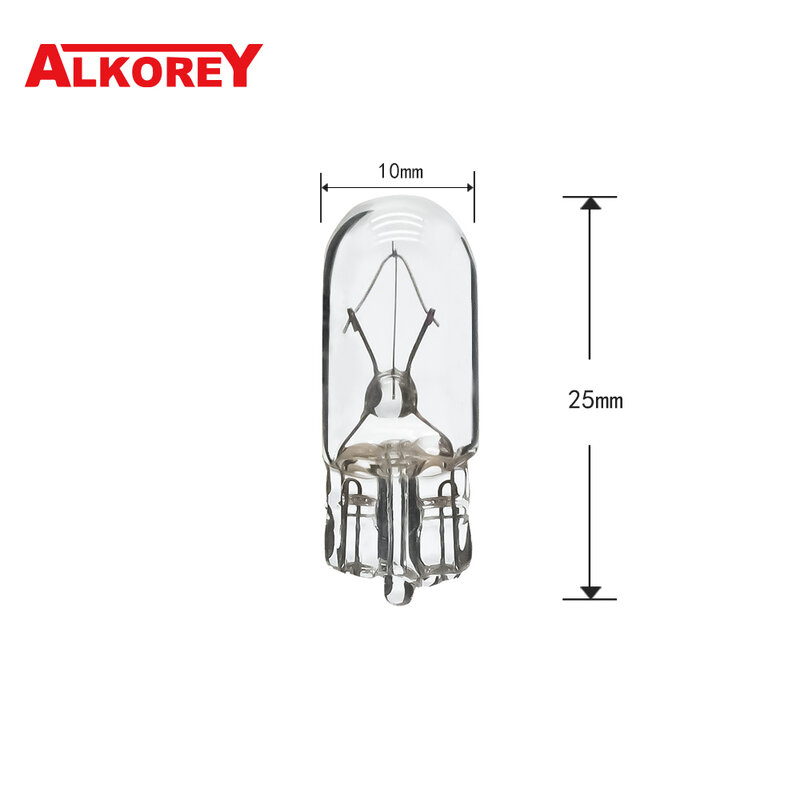 Alkorey 10 pçs t10 w5w 194 158 12v 5w branco quente lâmpada de halogéneo marcador cunha licença platelight lâmpada instrumento luz