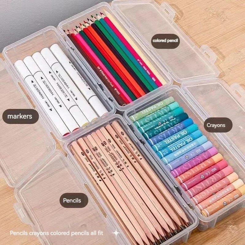 1ชิ้นกล่องใส่ดินสอวัสดุ PP กล่องใส่ดินสอโปร่งใสอุปกรณ์กล่องใส่ดินสอไปโรงเรียนเครื่องเขียนที่เก็บดินสอ