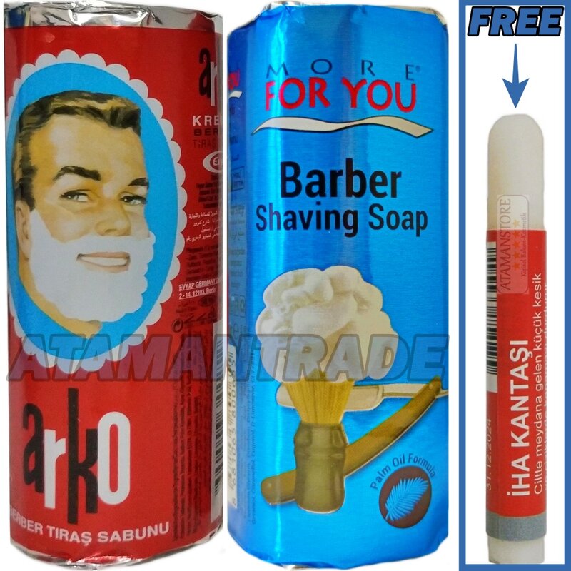 Arko + More For You Shaving Stick Soap 75g, FREE IHA Alum Stick Pencil After Shave Cut Blood Stopper 1 PCS
