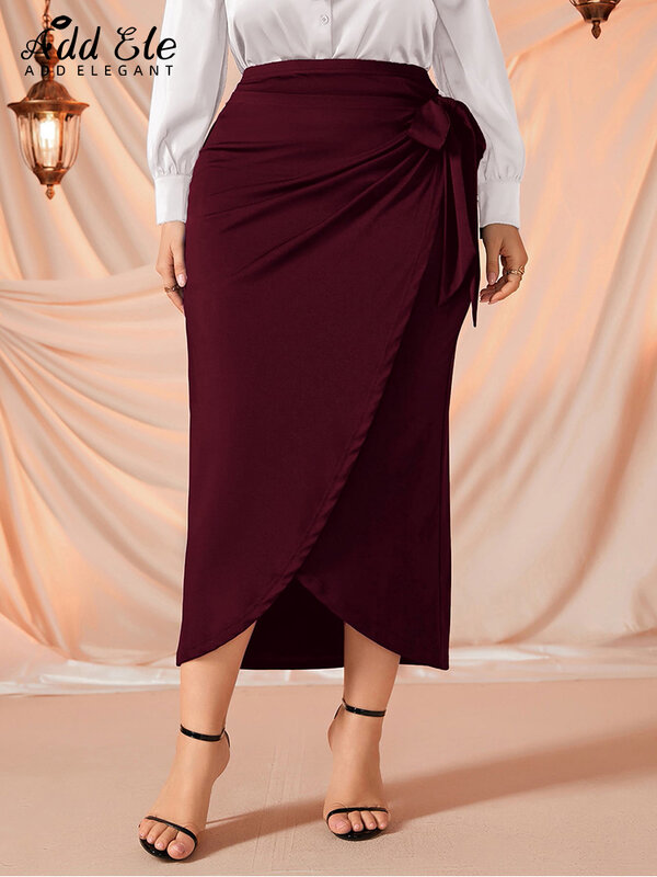 Add-faldas elegantes de talla grande para mujer, faldas ajustadas asimétricas con correa para la cintura, Falda de tubo para oficina, B1250, otoño 2022
