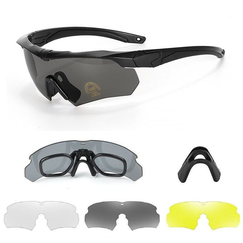 Gafas tácticas polarizadas para deportes al aire libre, Juego de 3 lentes, gafas de escalada, a prueba de viento, a prueba de polvo, gafas protectoras de seguridad, nuevo