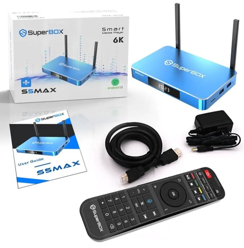 HOT SELLING BUY 2 GET 1 FREE SuperBox S5 Max Bundle 8K HDMI, 64GB Card/Drive, WiFi Extender,Keyboard IN-STOCK