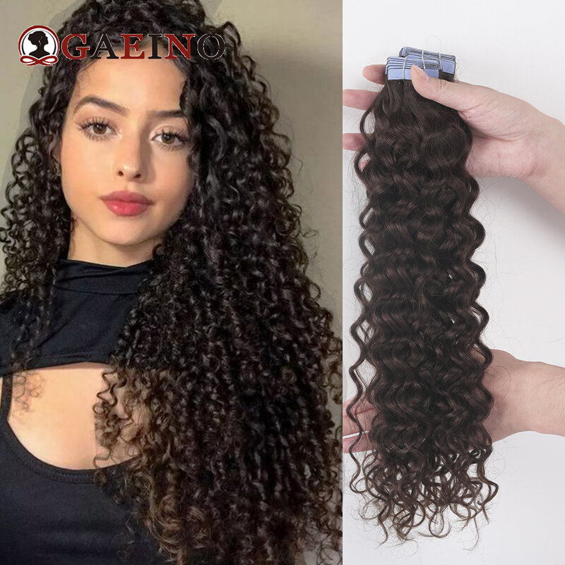 Watergolf Tape In Human Hair Extensions Remy Krullend Haar Tape Ins 100% Echte Remy Haar 2.0 G/stk Tape Extensions Haar Voor Salon