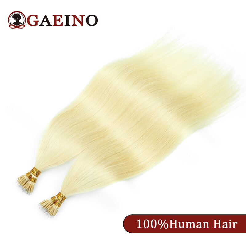 Ekstensi rambut lurus Eropa cincin Nano Loop manik mikro pirang alami ekstensi rambut manusia sambungan mikro Remy tambahan rambut lurus Eropa 50/helai