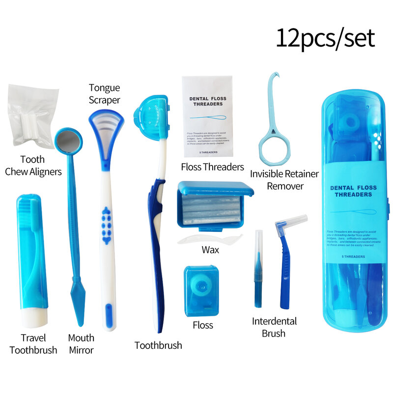 Kit de limpieza Dental para el cuidado de los dientes, kit de ortodoncia para el cuidado de la boca, herramienta de blanqueamiento portátil para exteriores, 12 piezas