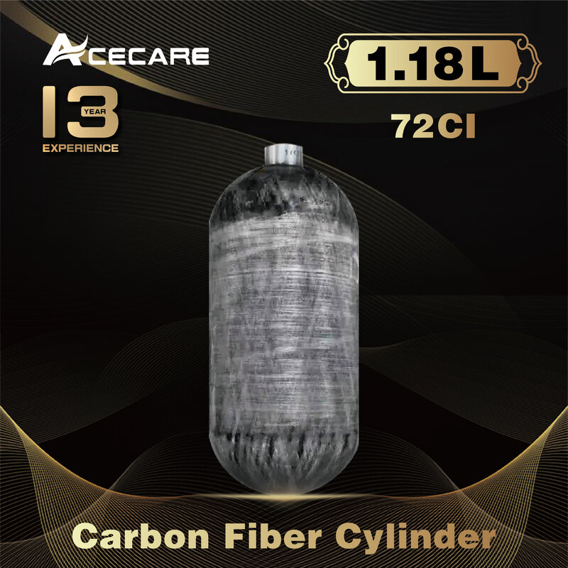 Acecare-botella de buceo de fibra de carbono 72Ci, tanque de aire de alta presión, 1,18 L, 4500PSI, envío directo desde EE. UU.