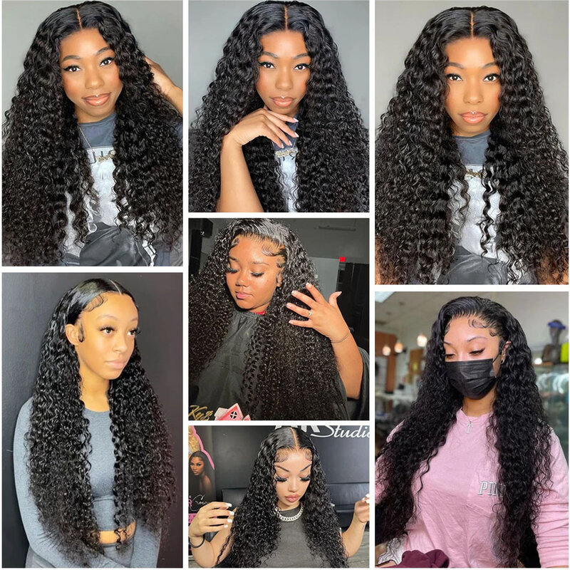 Deep Wave Human Hair Bundles with 13x4 Hd Lace Frontal with Bundles Human Hair Extensions Remy Hair for Women 30-calowe sploty