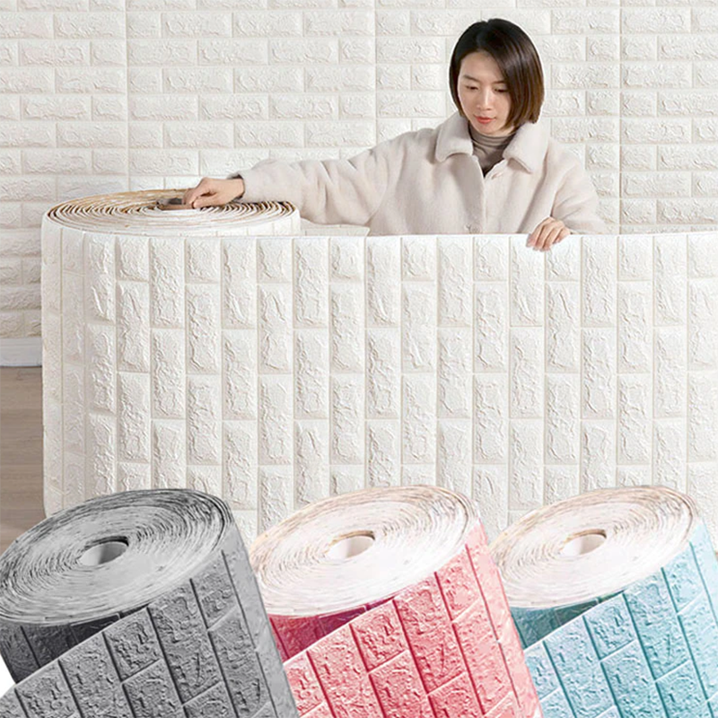 70cm*1m  3D Brick Pattern Wall Panels Wallpaper DIY Waterproof for Living Room Bedroom Kitchen Background Wall Decoration