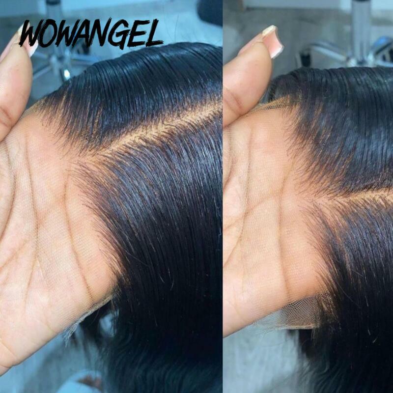Wowangel 7x 7/6x 6/5 × 5 hdレースクロージャー人間の髪溶融皮膚深部自然な頭皮リアルhdレース閉鎖のみストレートバージンヘア