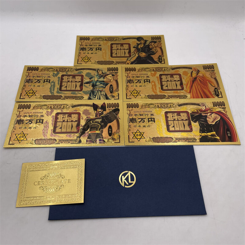 Plástico Anime Banknote Card Sets, banhado a ouro 24k, Nice coleção, Japão, todos os estilos