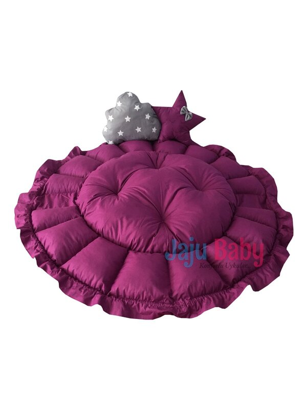 Handmade Purple Pattern Play Mat, Babynest Mosquito Net, Estrela cinzenta, Conjunto De Aparelho De Brinquedo De Tule, Design de luxo