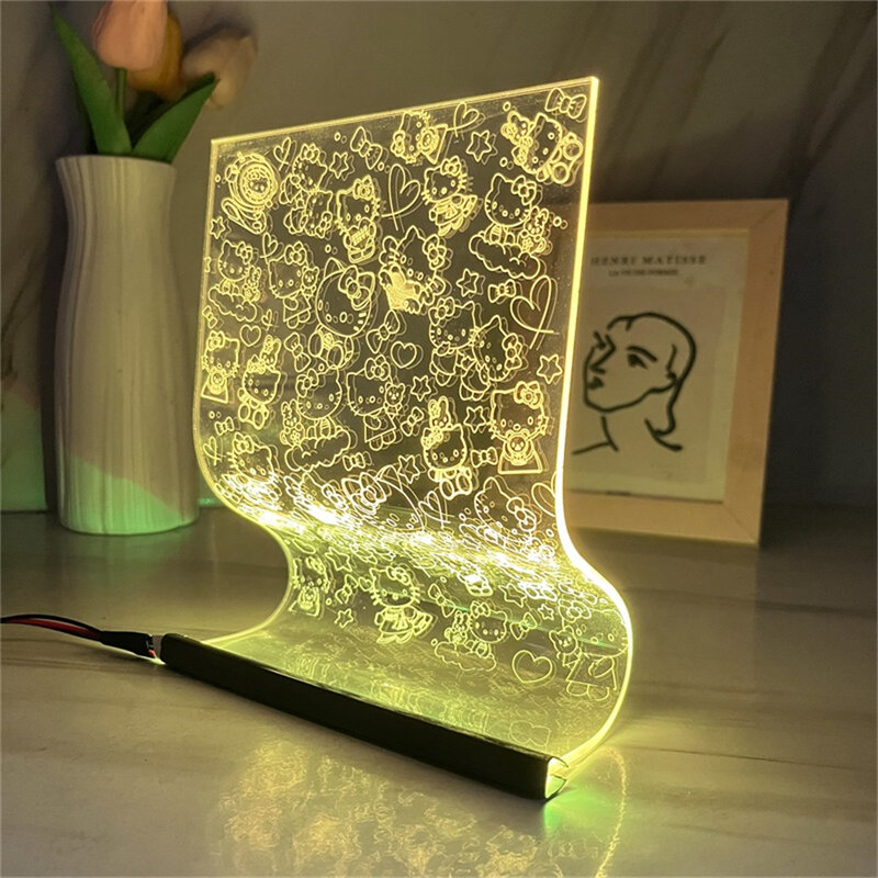 Nastrojowe oświetlenie stołowy KT akrylowa lampa zwojowa 3D światło nastrojowe gorąca rysunki lampy dekoracyjne 3/7 kolorów z pilotem