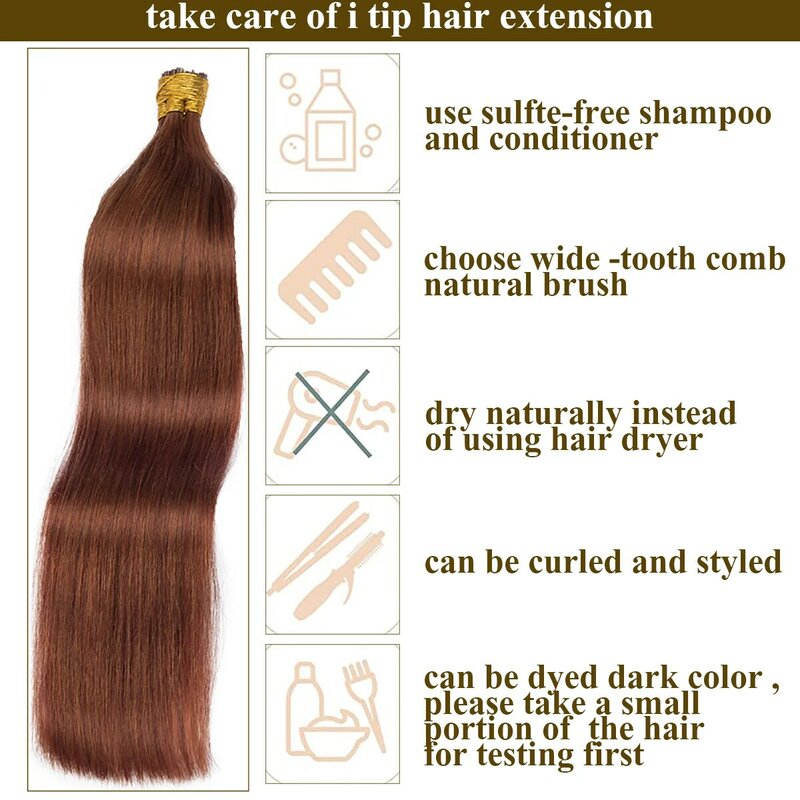 Straight I Tip Hair Extensions capelli umani 50 pz/set estensioni dei capelli naturali capsula di cheratina marrone 613 colore biondo 12-26 pollici