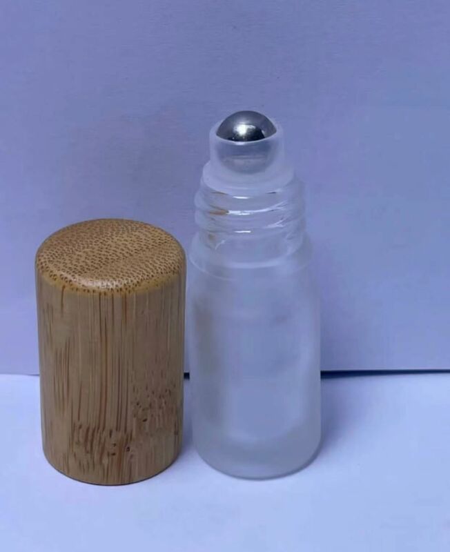 フラットストップ付き透明ガラスボトル,竹ローションポンプ,アルミ製,彫刻化粧品包装コンテナ,24mm