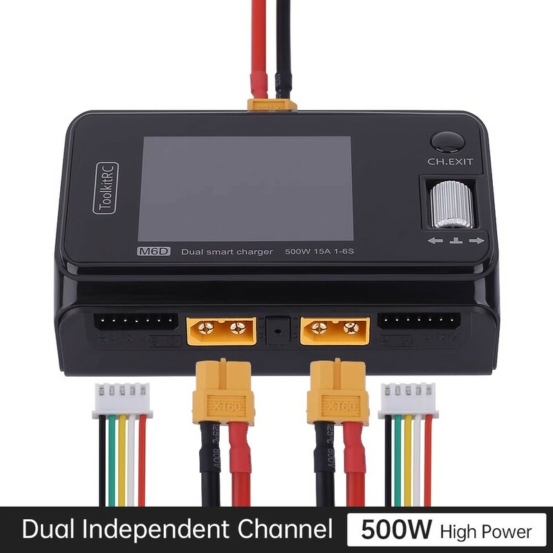 ToolkitRC M6D 500W 15A DC Dual Channel MINI Smart Charger  ADP100, 100W, 20V,ToolkitRC ADP200 200W Output 19.5V 10.3A AB Clip