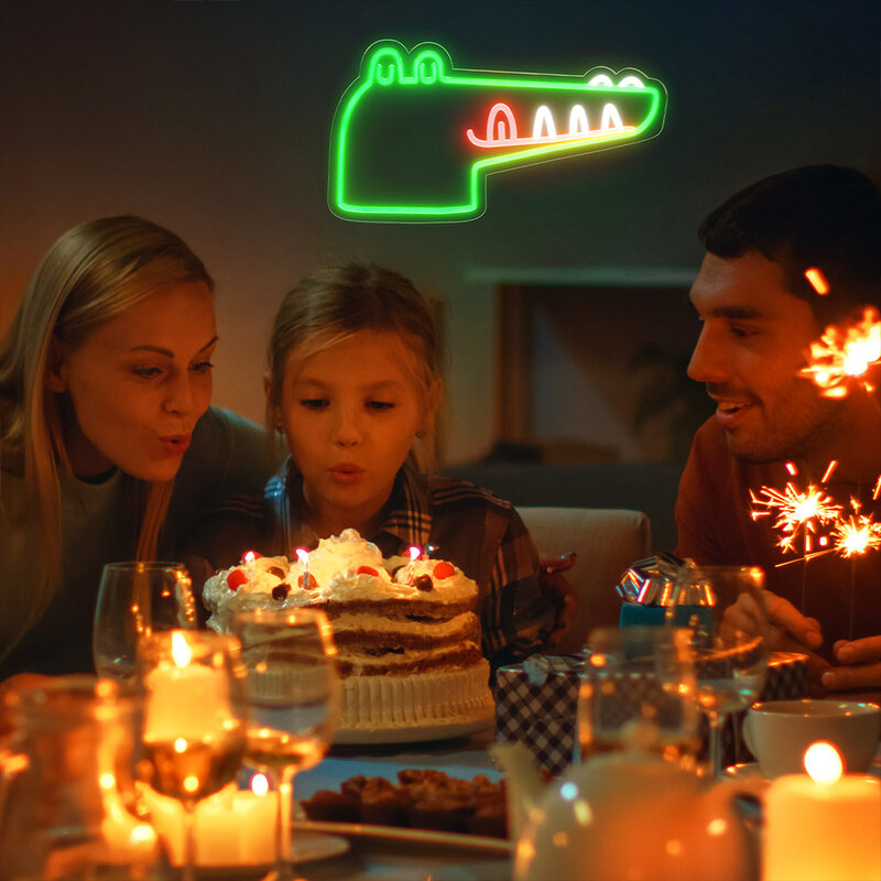 Icelaw – lampe de nuit LED néon, signe néon, décoration de fête Festive, lumière de dinosaure LED pour enfants, cadeau chambre à coucher suspendue