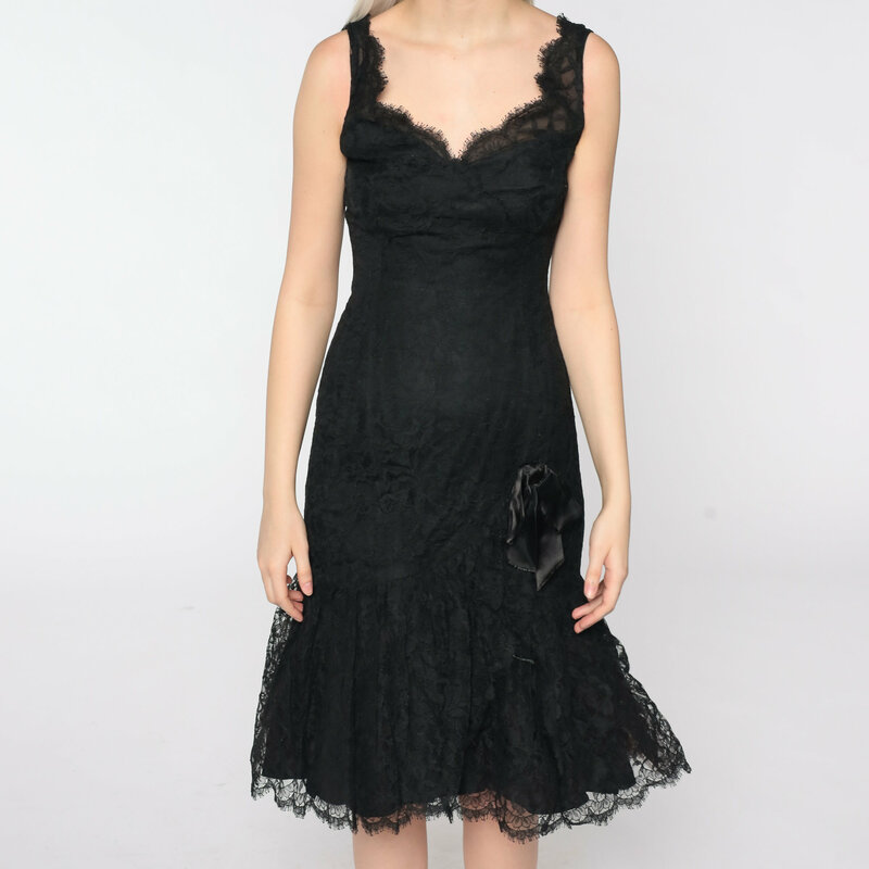 Alicerb – robe De soirée en dentelle noire, petite sirène, ourlet, Vintage, formelle, Sexy, cintrée, sans manches, nouvelle collection 2022