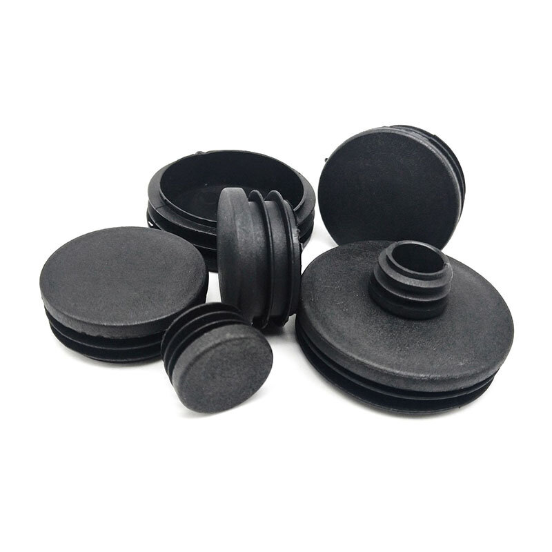 10mm-140mm Round Plastic Black Blanking End Inserts Plug Bung Cap Caps Tube Pipe 10-100mm 1/4/10/20/50/100Pcs