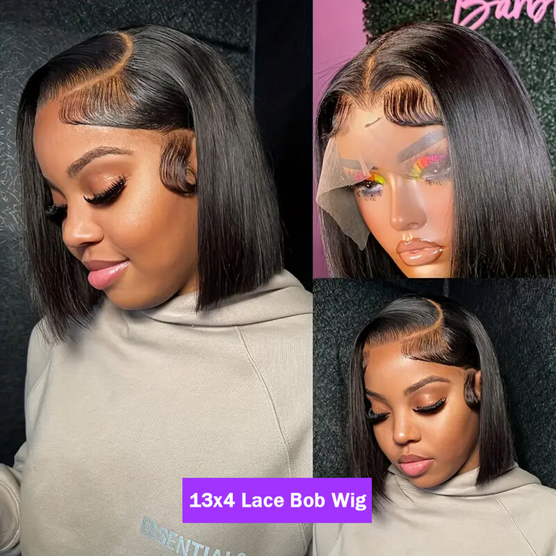 13x4 Short Bob Lace Brazilian Straight Wig 4x4 Lace Bob Lace Human Hair Wigs Remy Lace Front Wigs Pre Plucked for Black Women