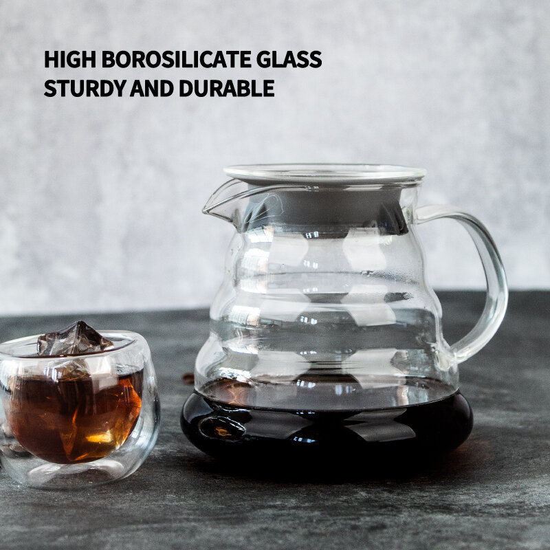Glass Coffee Server for Drip Coffee Maker 350/600ml Coffee Clear Glass Kettle Coffee Pot with Lid Pour Over Coffee Maker