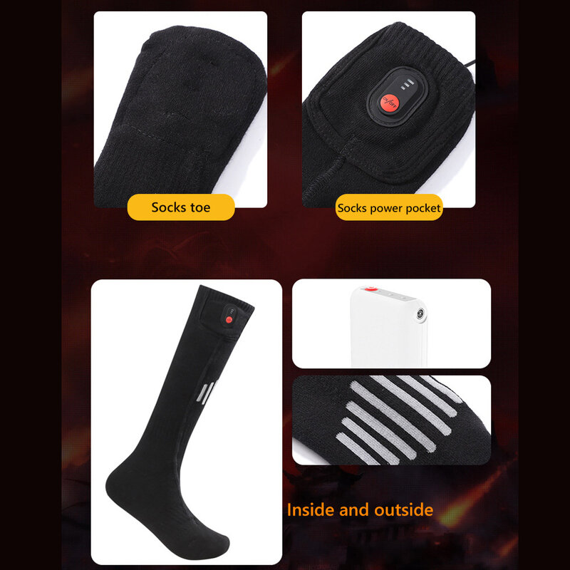 Chaussettes thermiques rechargeables pour temps froid, chaussettes chauffantes, bas chauds et isolés, escalade et randonnée