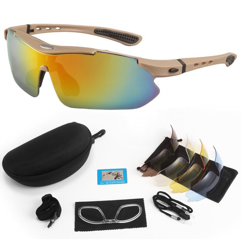 Nuovo Set di 5 lenti occhiali tattici polarizzati da uomo sport all'aria aperta occhiali da arrampicata antipolvere antivento occhiali protettivi di sicurezza