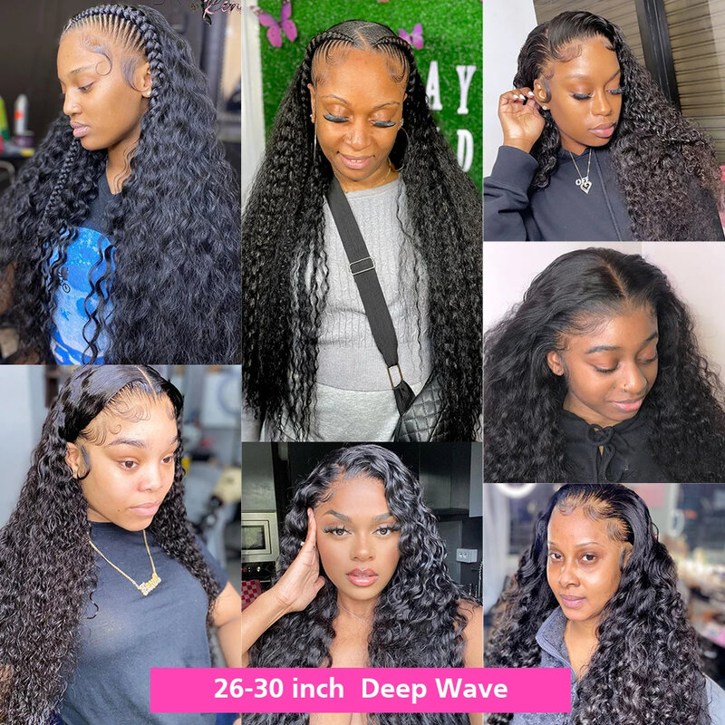 13x4 Deep Wave HD Lace Front Wigs Human Hair Wigs Natural Hairline Wet And Wavy Deep Wave Lace Frontal Wigs For Women 18-30 Inch