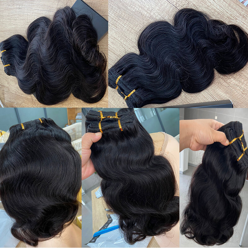Накладные человеческие волосы на заколке 14-24, бразильские волнистые волосы на заколке, настоящие человеческие волосы без повреждений, 110-200 г, натуральные черные