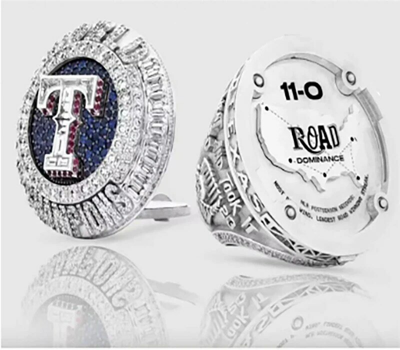 ล่าสุด2023แหวนแชมป์เบสบอลออกแบบแยกเคสแบบพับปิดได้หมุนแหวนเรนเจอร์