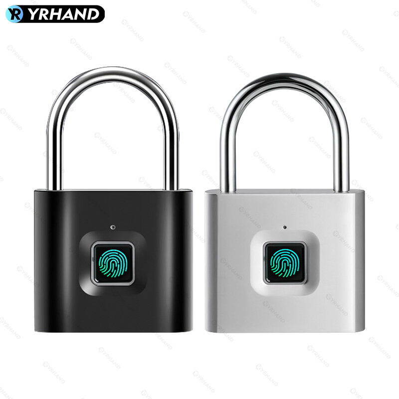 YRHAND Fingerprint Cadeado, Keyless, impermeável, Anti-Theft Smart Lock, liga de zinco, Segurança Inteligente, Bloqueio eletrônico