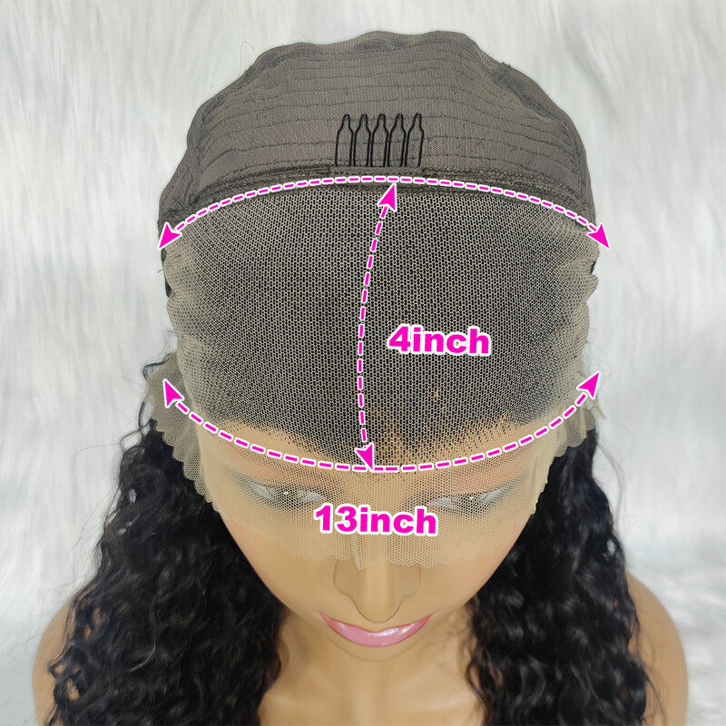 Peluca de cabello humano con ondas al agua para mujeres negras, pelo transparente con encaje Frontal, 13x6, HD, 38, 40 pulgadas