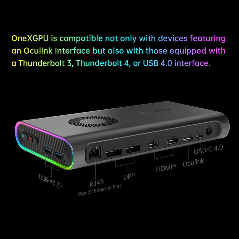 OneXPlayer-Dock de expansão gráfica móvel AMD Radeon RX 7600M XT, Dock de expansão do cartão Oculink, 8GB GDDR6, USB4, Thunderbolt 4, Onexgpu