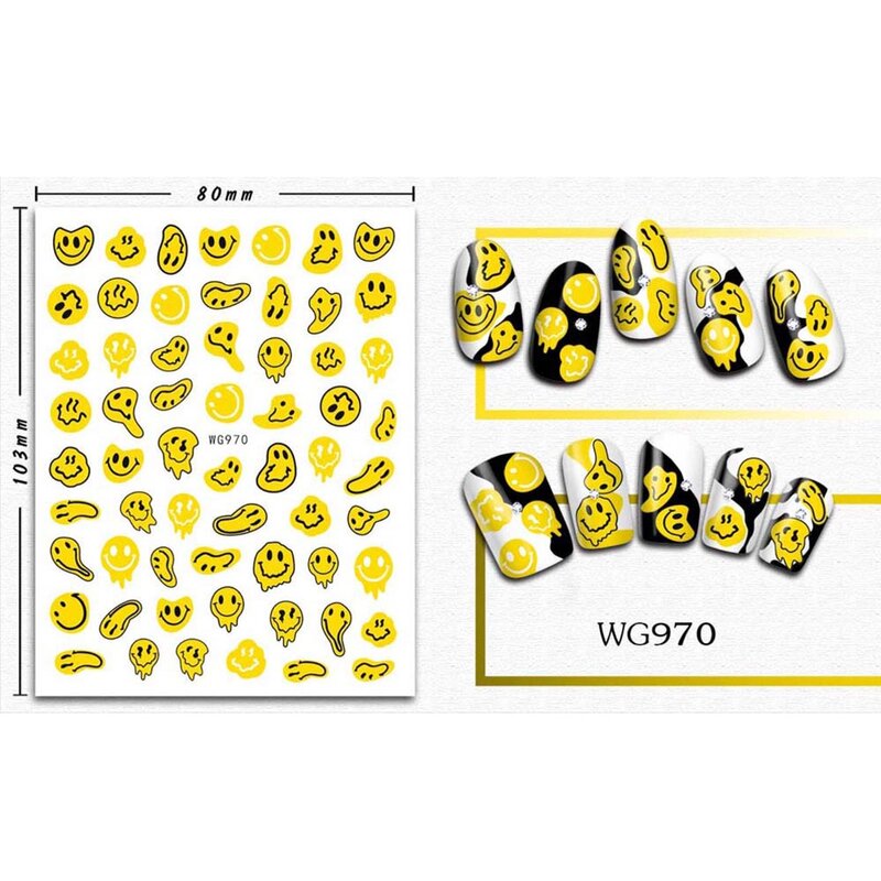 3D Smile Nail Art Stickers Nail Decals Voor Nagels Trippy Gezicht Zelfklevende Manicure Japanse Ontwerp Diy Gelukkig Accessoires