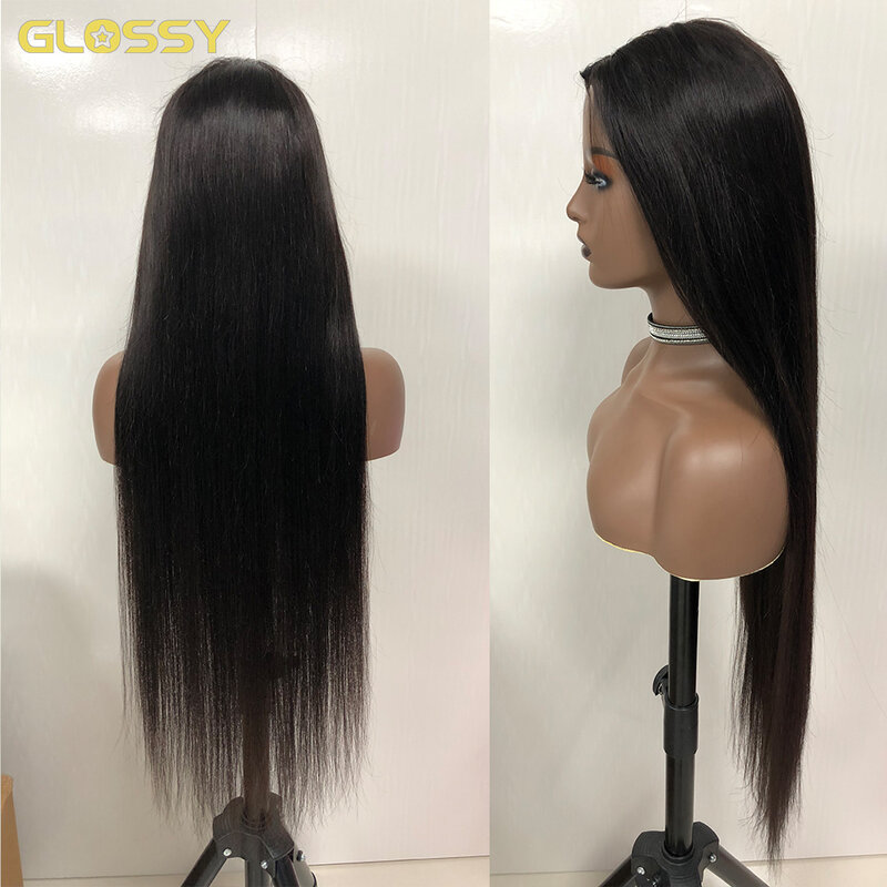 Wig tanpa lem lurus tulang 250 kepadatan V rambut manusia siap dipakai Wig Brasil 30 inci untuk wanita dijual gratis pengiriman