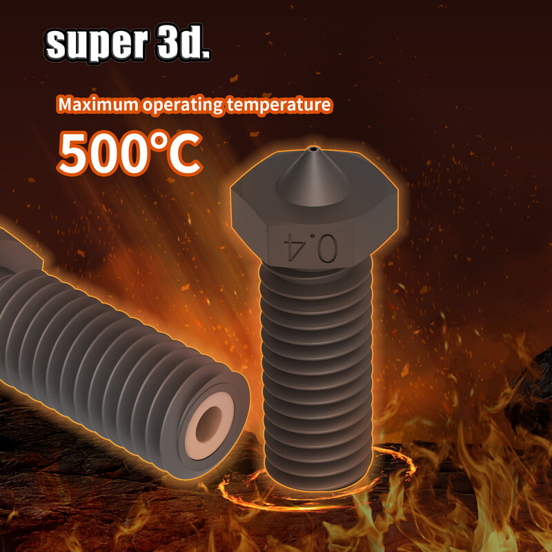 CHT 화산 경화 강철 깍지 3D 프린터, 고유량 CHT 클론, 엔더 3 포병 바이퍼 핫엔드 부품용 화산 500 ° 노즐