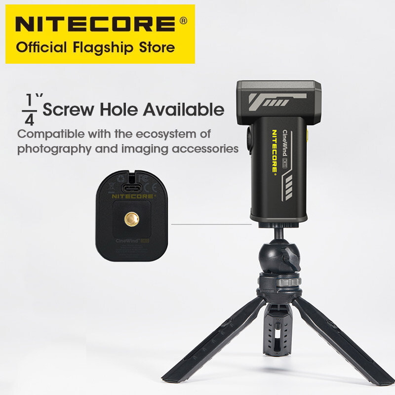 NITECORE-ventilador de bolsillo multiusos CW20 para fotografía, ventilador eléctrico portátil, soplador de viento continuo para Canon, Sony, Vídeo corto, Camping
