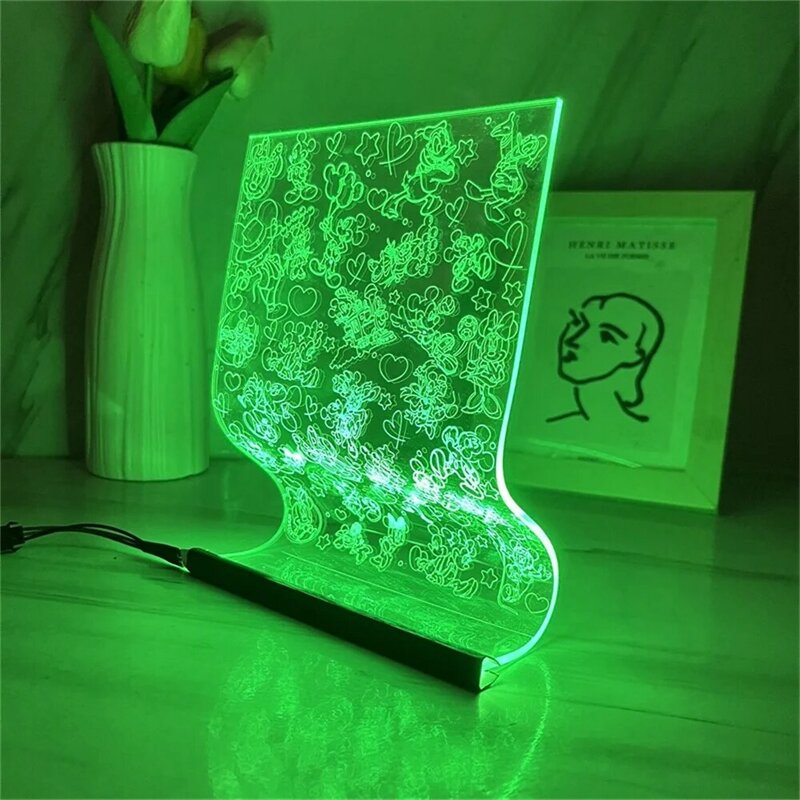 Cartoon Mouse and Duck 3D Scroll Lamp Acrylic Table Atmosphere Light 3/7 Colors Home Art Decoration Lamps for Children Best Gift