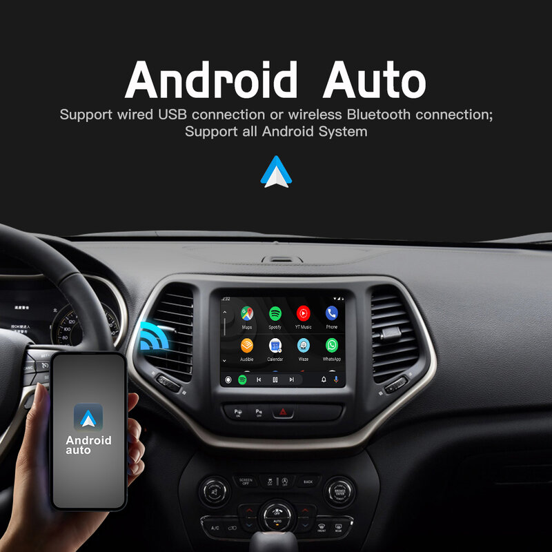 Không Dây Apple Carplay Mô Đun Cho Jeep Grand Cherokee XJ KL Wrangler La Bàn Chỉ Huy Android Tự Động Phản Chiếu Xe Chơi Adapter