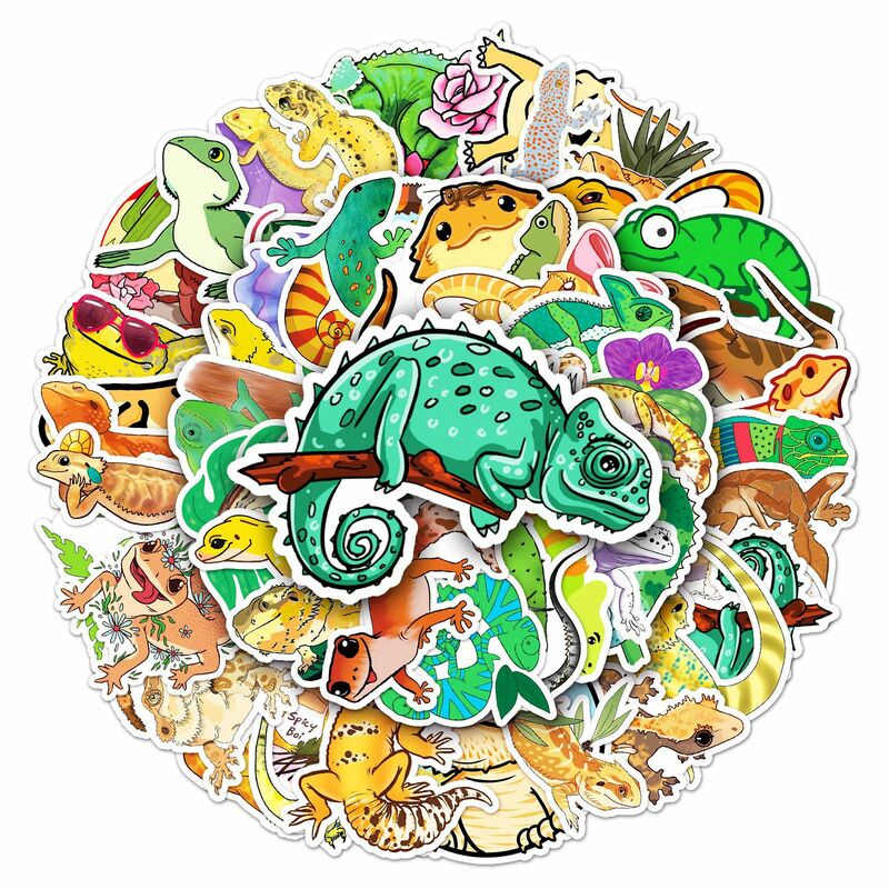 10/30/50PCS Funny Gecko Lizard Stickers Reptile Decoration PVC Decals Suitcase Fridge Phone Wall DIY Graffiti Kids Toy Gift