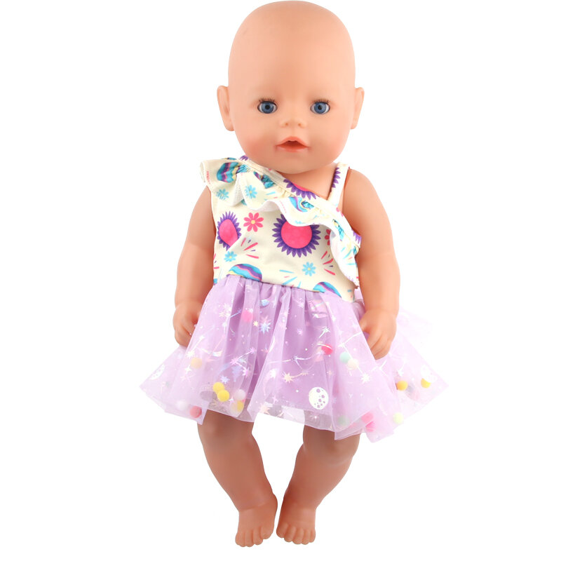 Novo bonito amor vestido para 43cm bebê recém nascido boneca gato roupas saia para americano 18 Polegada menina, nossa geração, diy, boneca festival