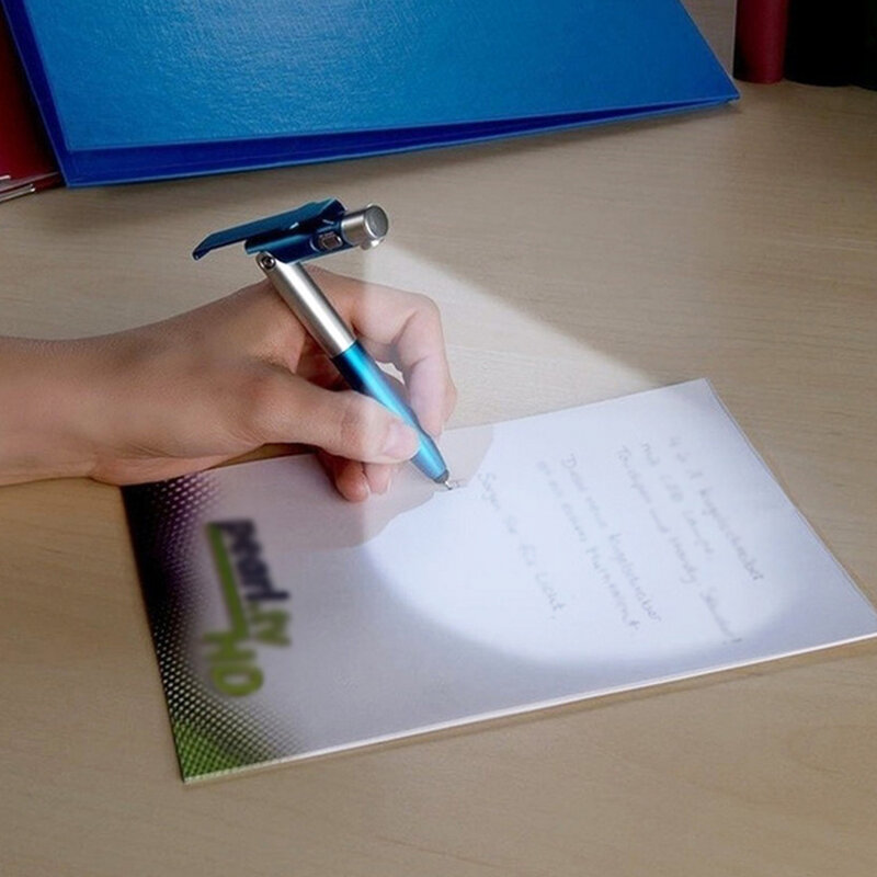 Wielofunkcyjny długopis z oświetleniem LED składany statyw do uchwytu na telefon rysik nocne czytanie piśmiennicze pióro do szkoły biurowej