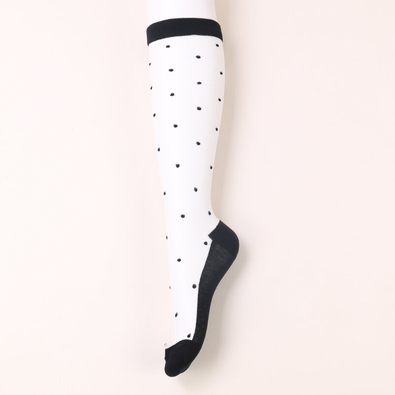 DONG AI calzini da donna traspiranti sottili al ginocchio in Nylon Elastic Dot trasparente tinta unita calzini di seta al polpaccio da donna Mesh Sox