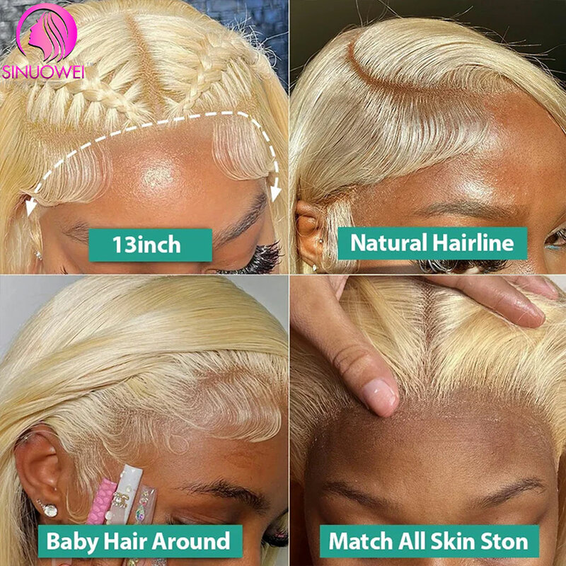 613 blond Body Wave 13x6 koronkowa peruka na przód 100% ludzkich włosów 180% gęstości HD przezroczysta koronka z przodu ludzkie włosy peruki dla peruka damska